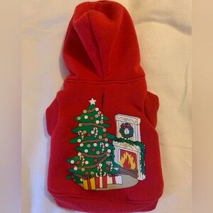 Pet Dog Xmas Tree Fireplace Hoodie XS